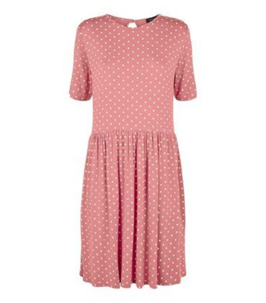 Pink Spot Print Short Sleeve Smock Dress New Look