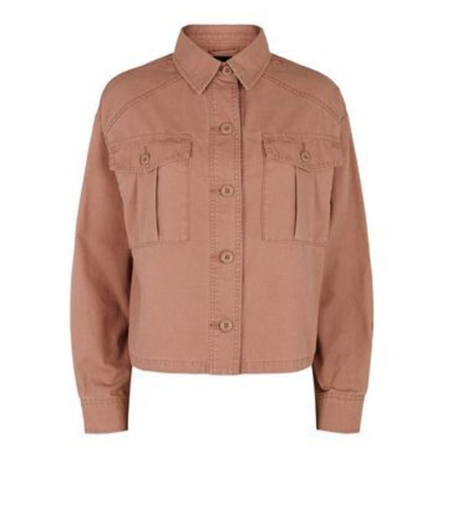 Pink Utility Pocket Cropped Shacket New Look