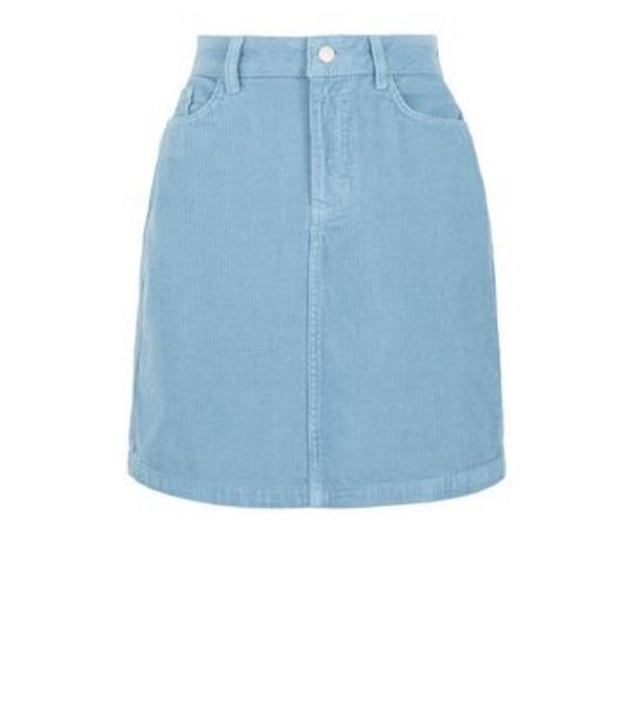 Pale Blue Pocket Cord Mini Skirt New Look