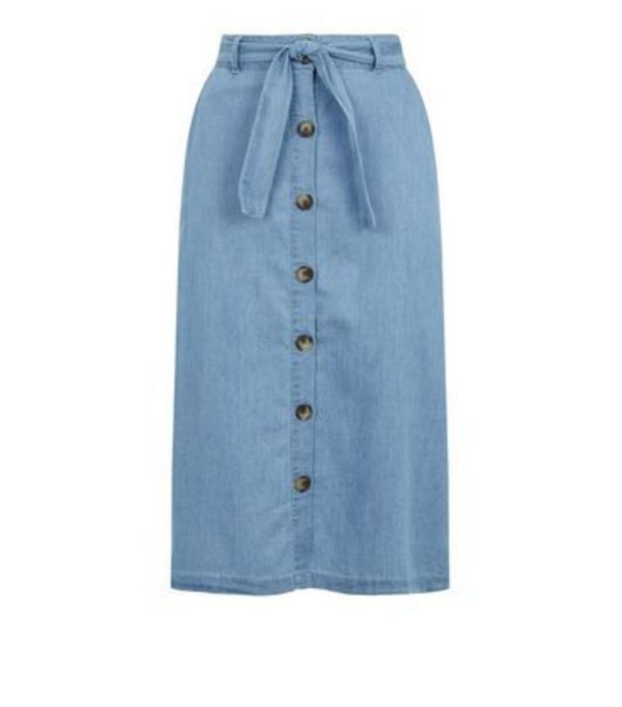 Urban Bliss Blue Button Up Midi Skirt New Look
