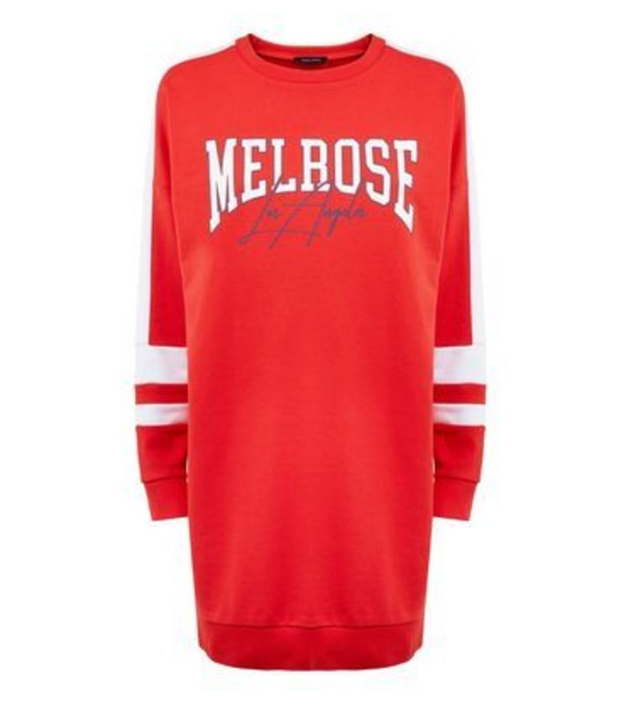 Red Melrose Slogan Longline Sweatshirt New Look