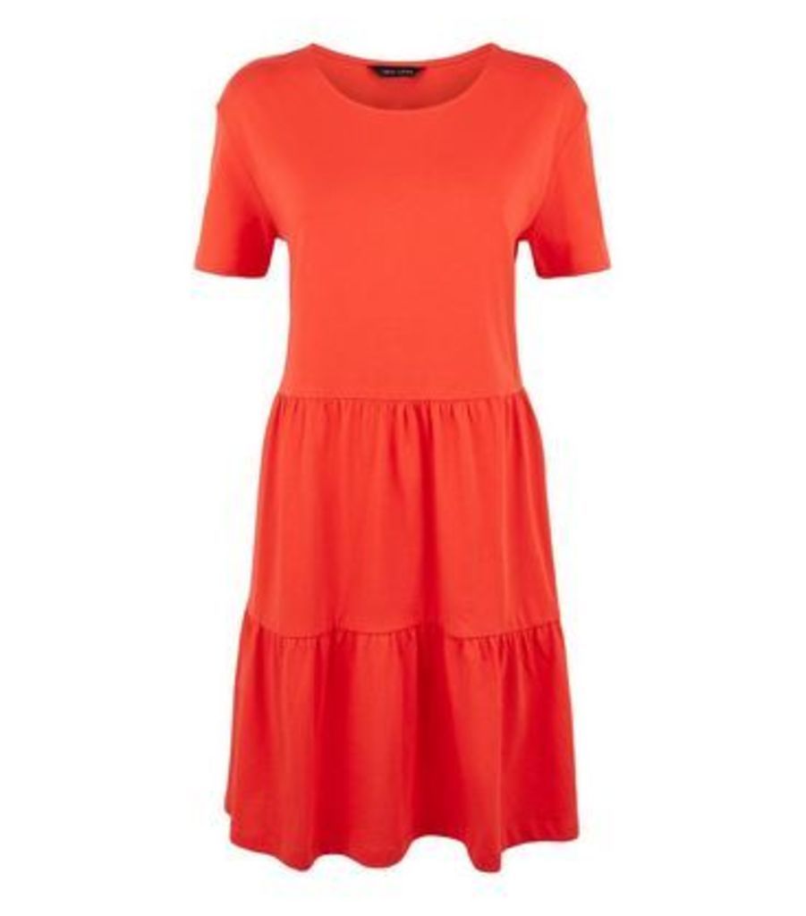 Red Short Sleeve Smock Dress New Look