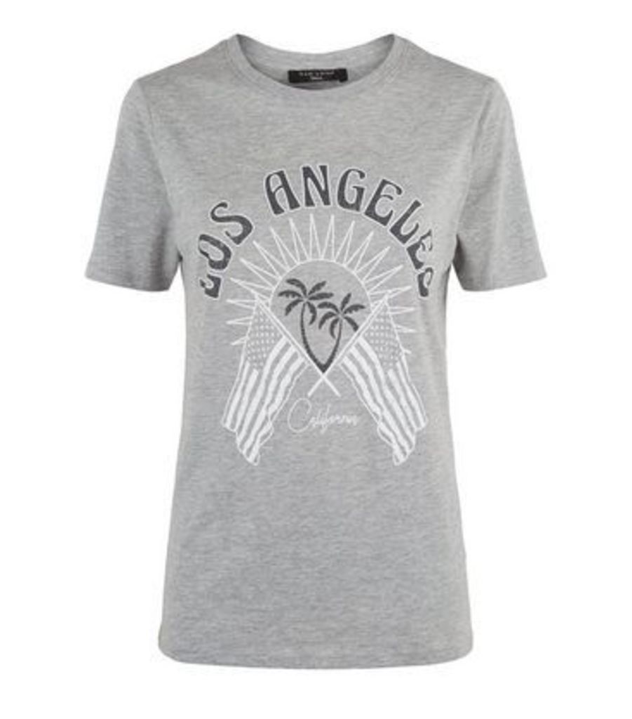 Tall Grey Los Angeles Slogan T-shirt New Look