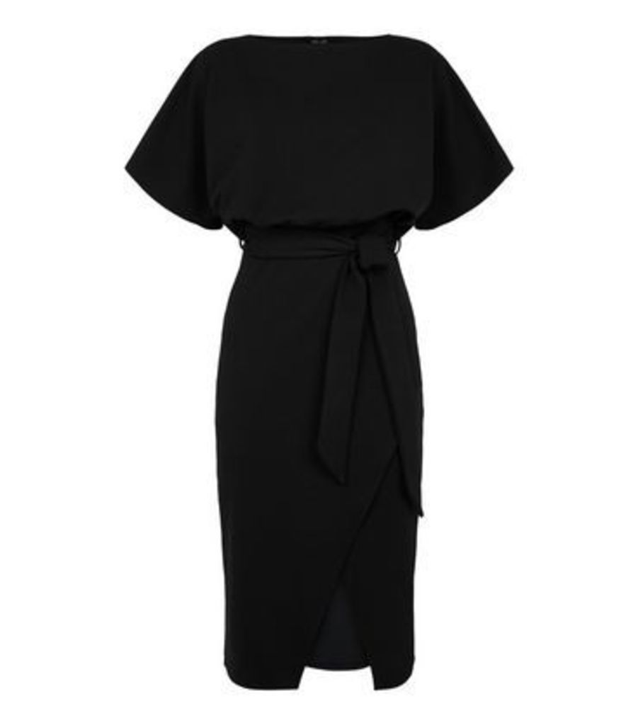 Black Belted Kimono Dress New Look