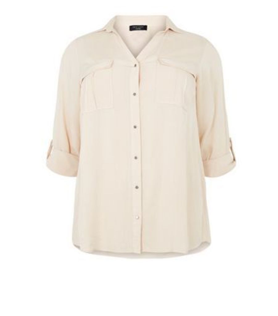 Curves Stone Utility Shirt New Look