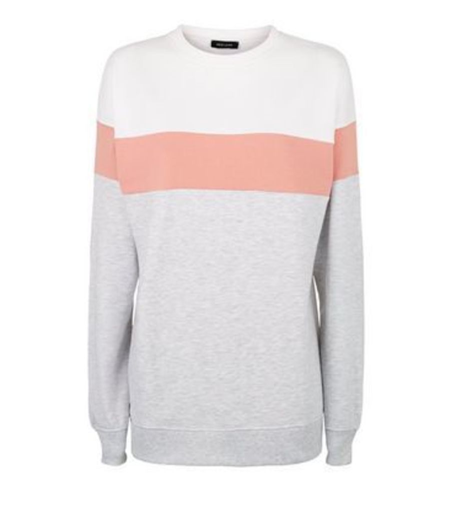 Pale Pink Colour Block Sweatshirt New Look