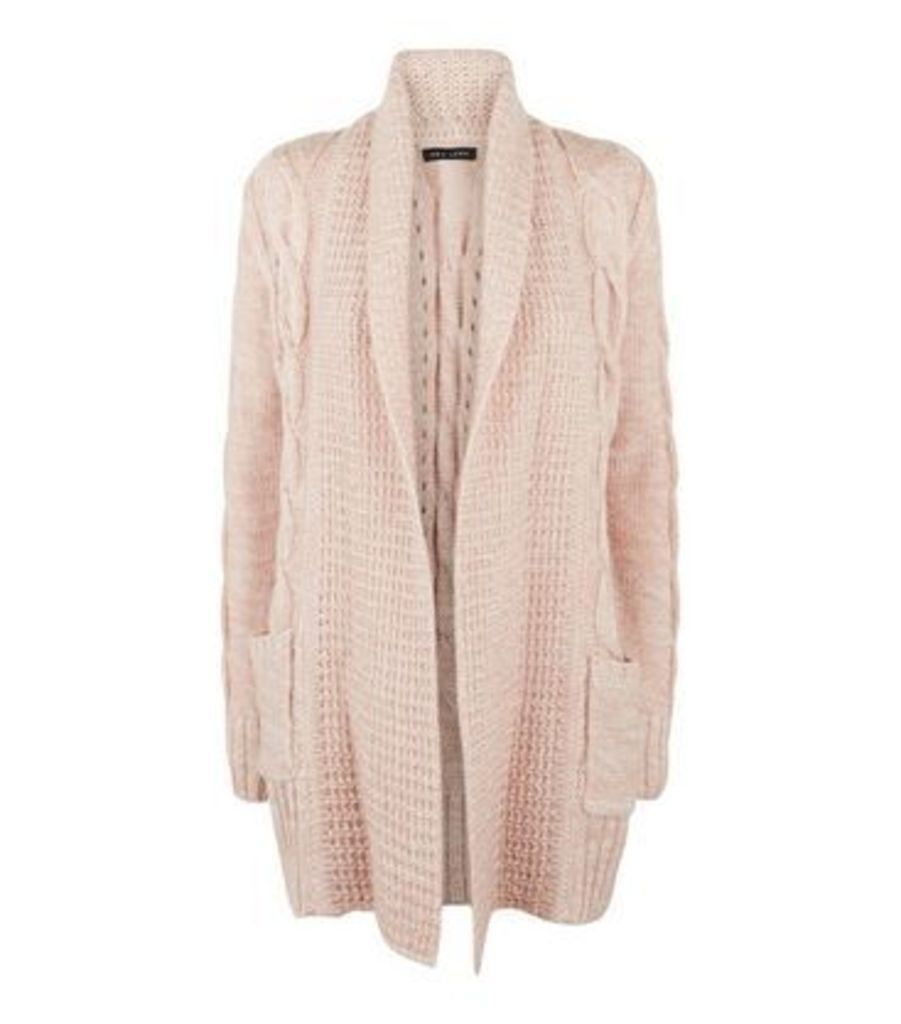 Pale Pink Cable Knit Cardigan New Look