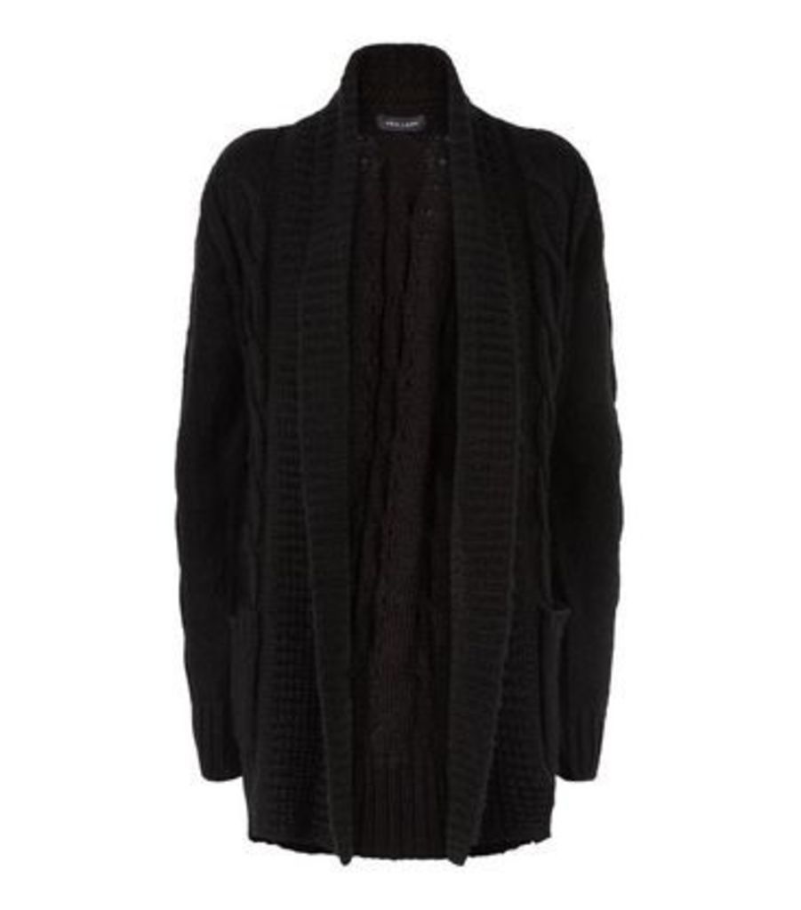 Black Cable Knit Cardigan New Look