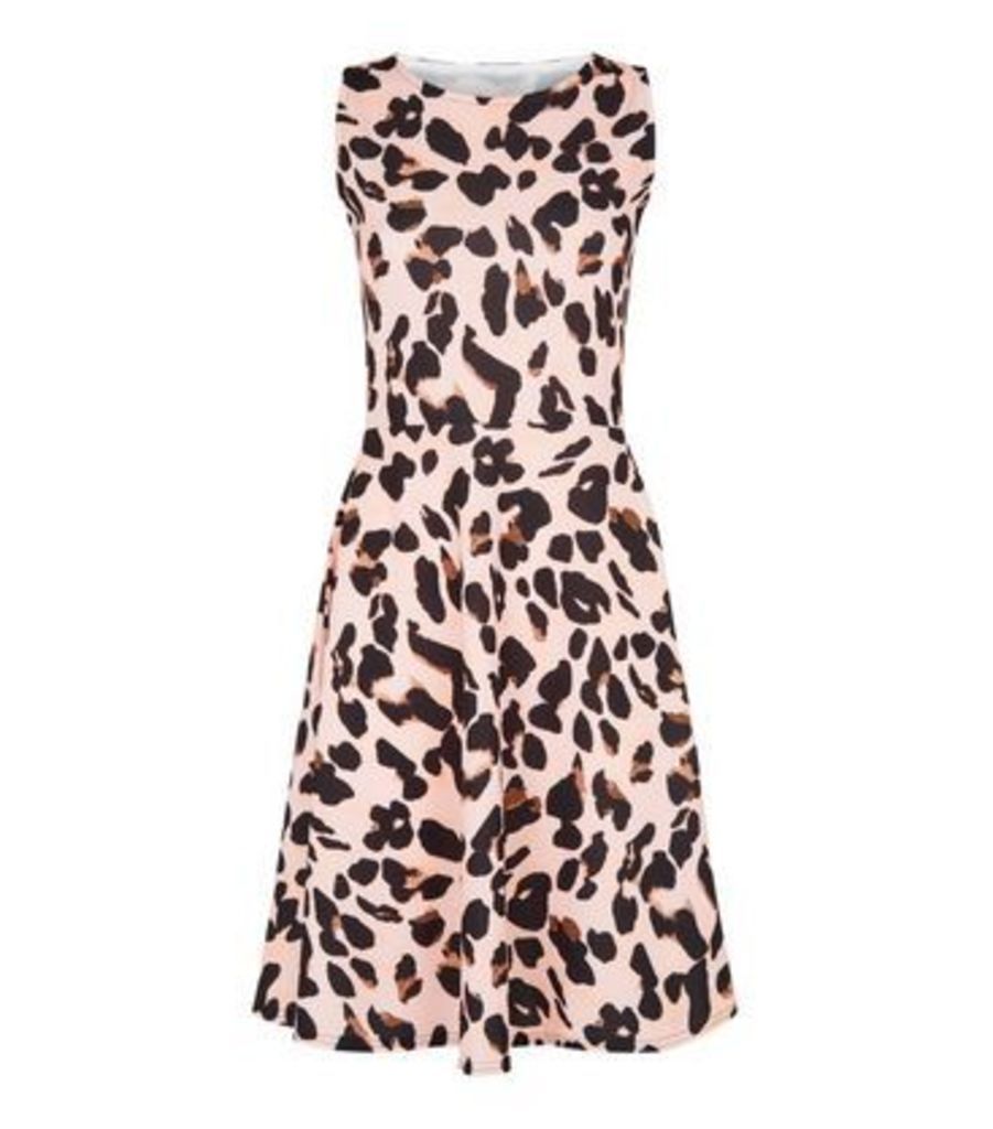 Pink Leopard Print Skater Dress New Look