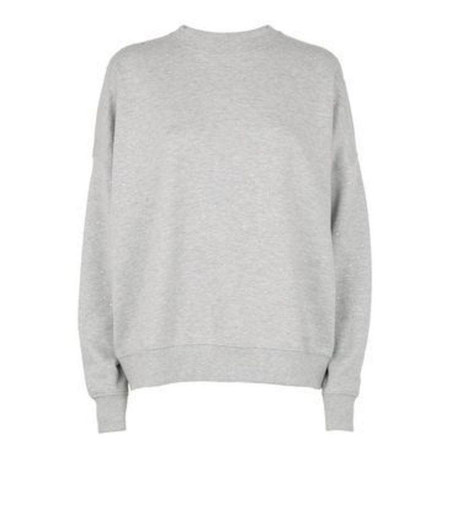 Grey Diamanté Embellished Sweatshirt New Look