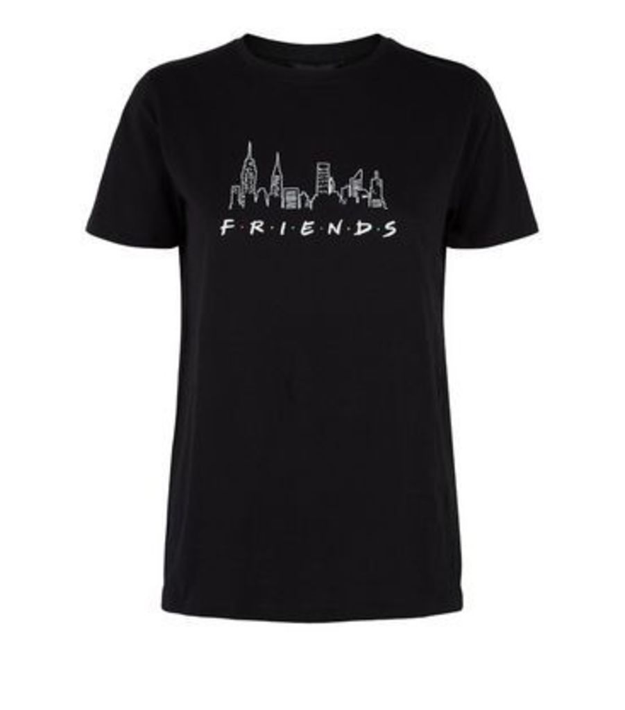 Black City Print Friends Logo T-Shirt New Look
