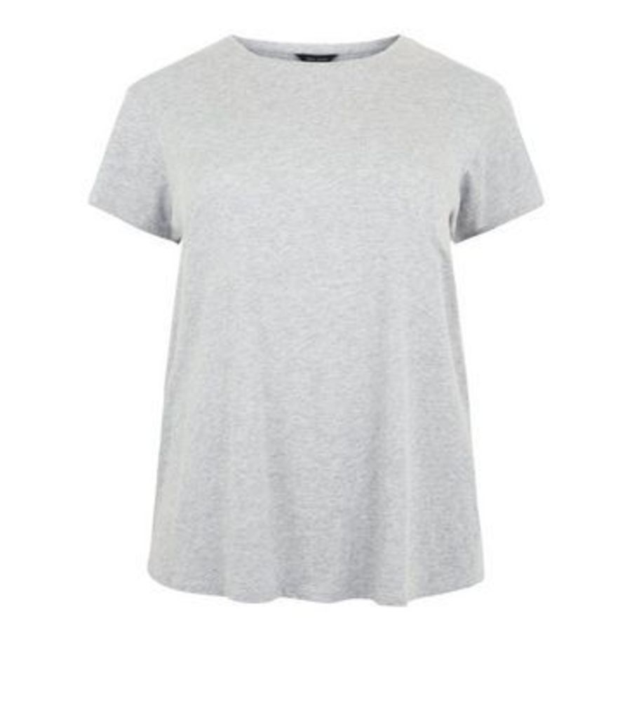 Curves Dark Grey Cotton Blend T-Shirt New Look
