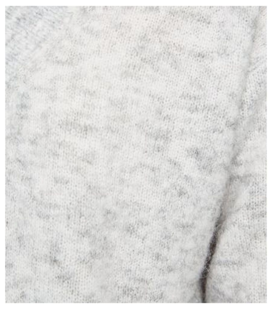 Pale Grey Knit V Neck Longline Jumper New Look