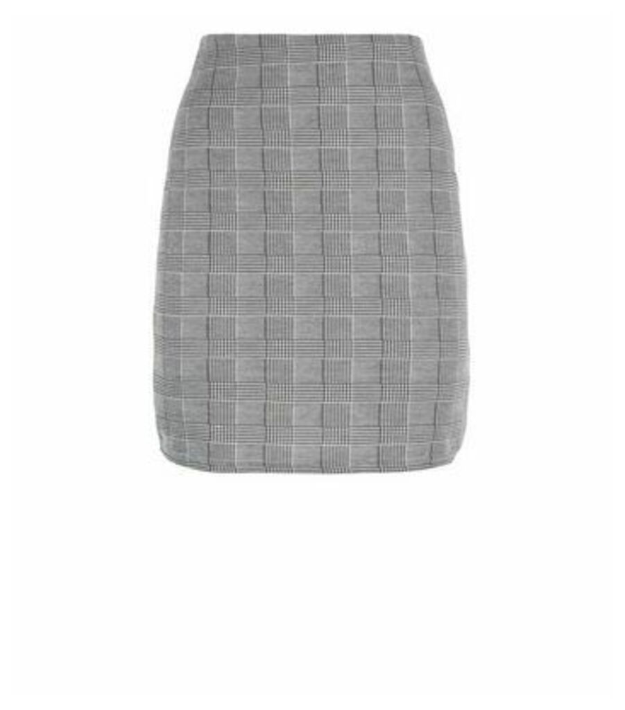 Innocence Light Grey Check Jacquard Skirt New Look