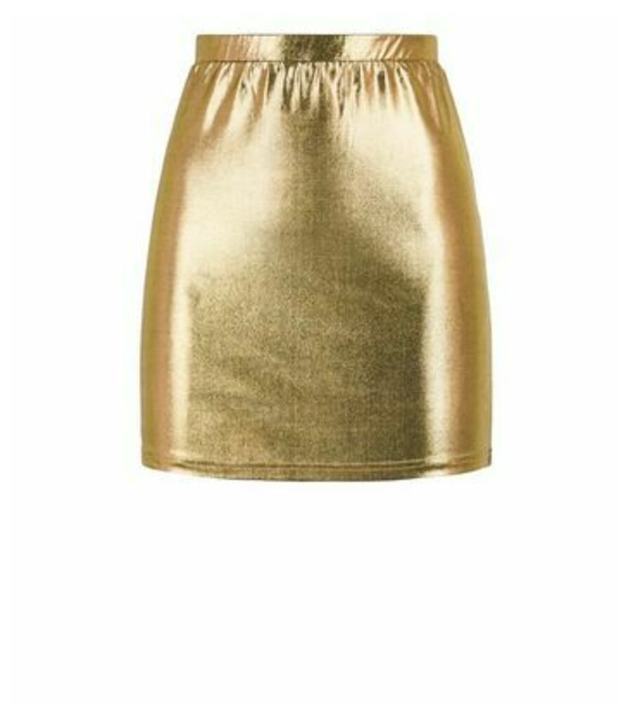 Noisy May Gold Metallic Mini Skirt New Look