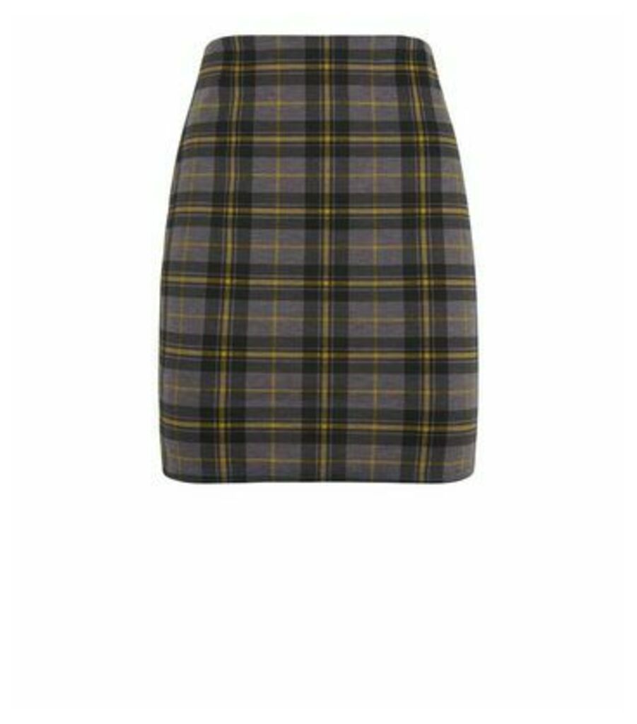 Yellow Check Tube Mini Skirt New Look