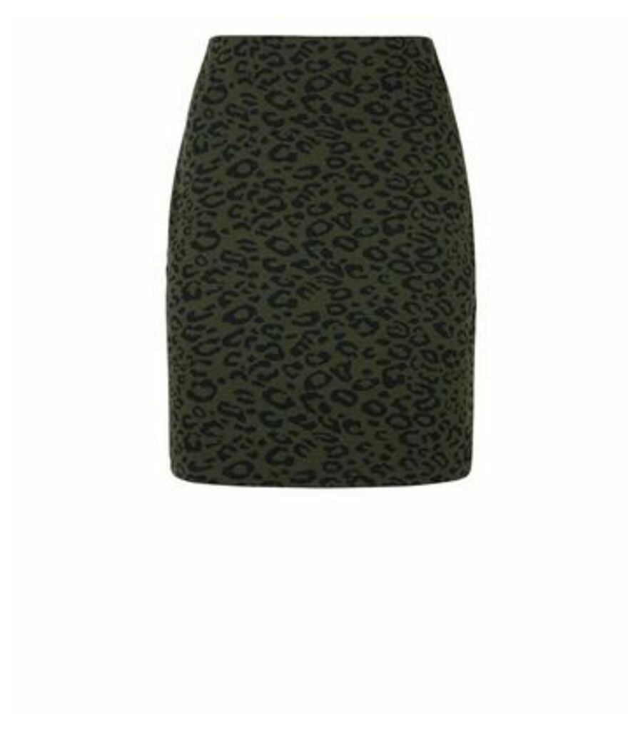 Khaki Leopard Print Tube Skirt New Look