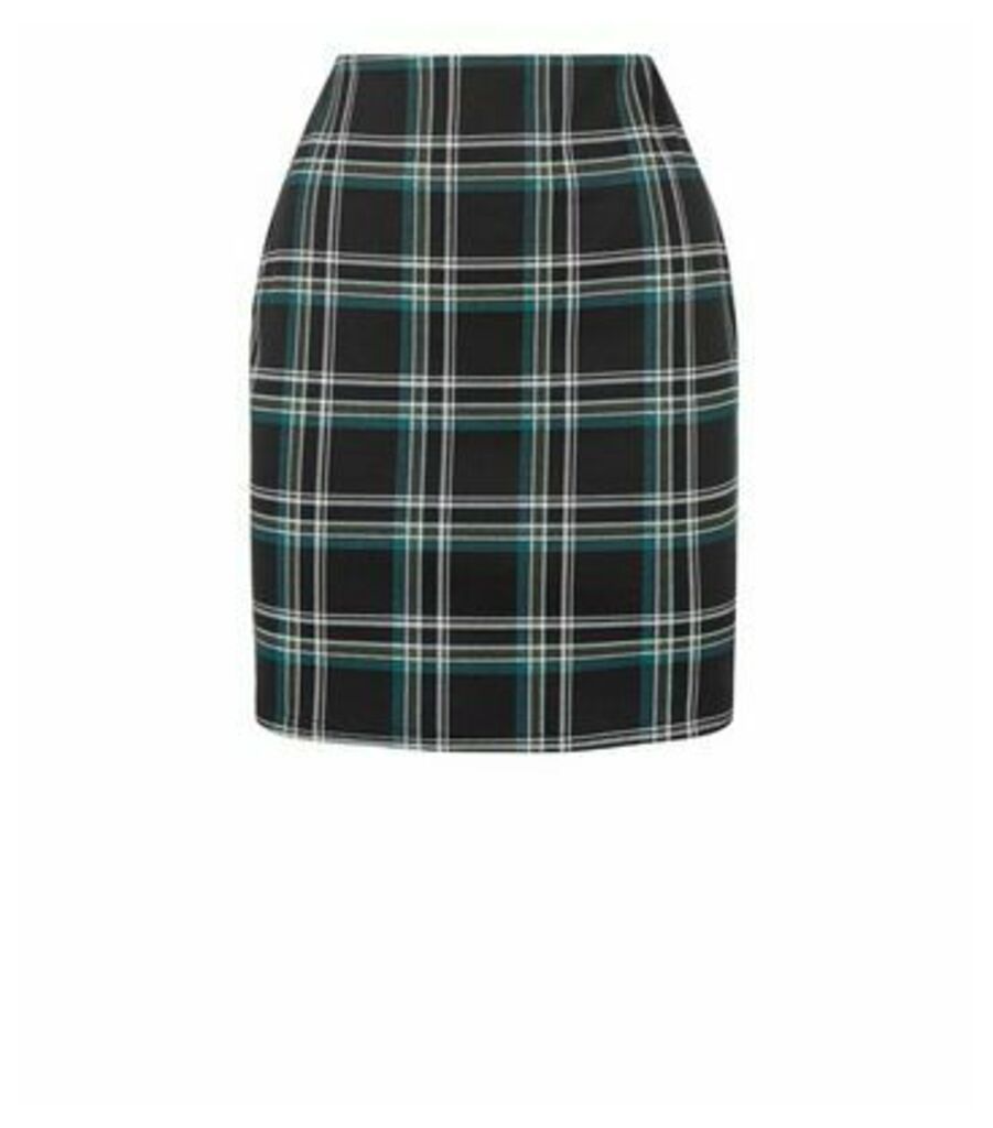 Tall Black Check Tube Skirt New Look