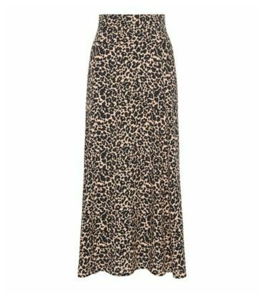 Black Leopard Print Circle Cut Midi Skirt New Look