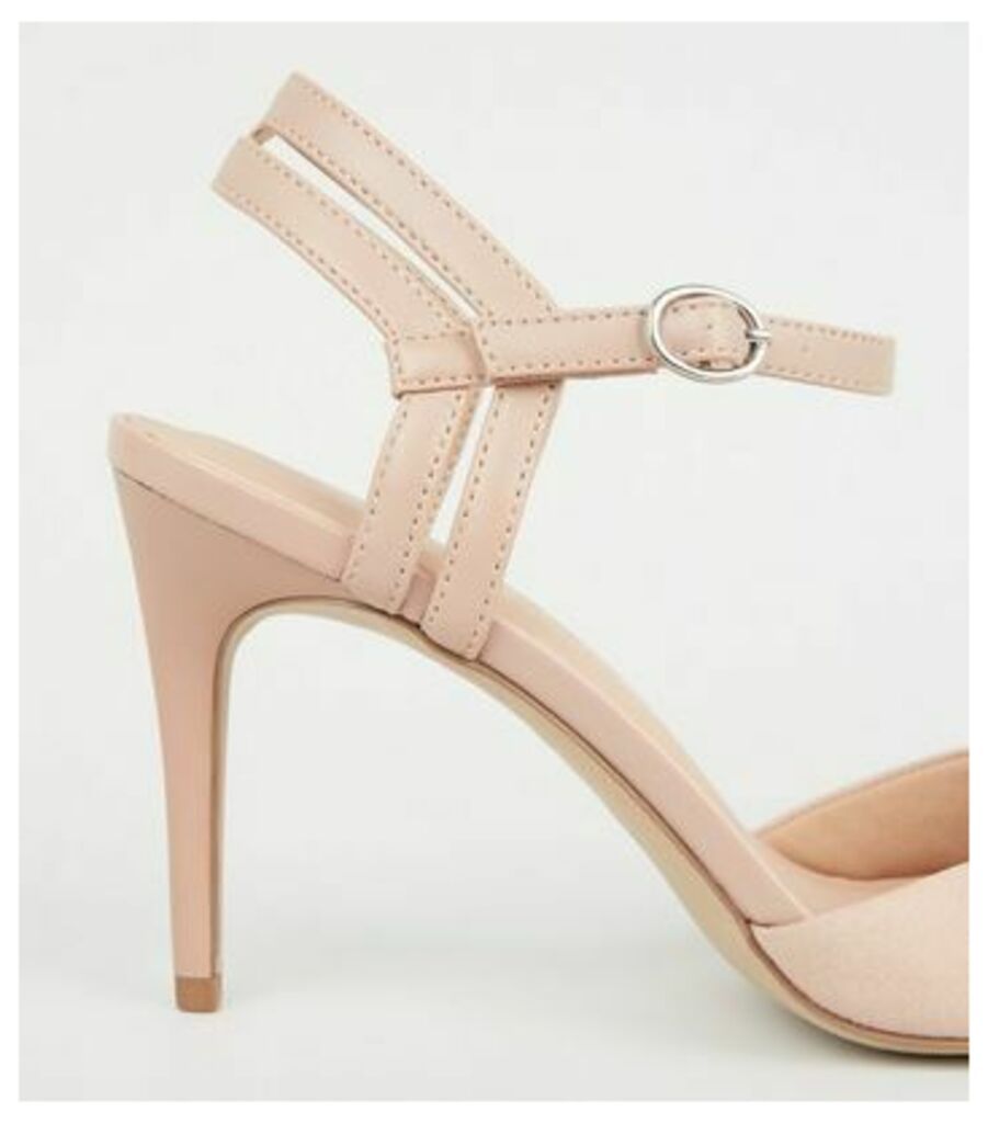 Pale Pink Suedette Strappy Pointed Court Shoes New Look Vegan