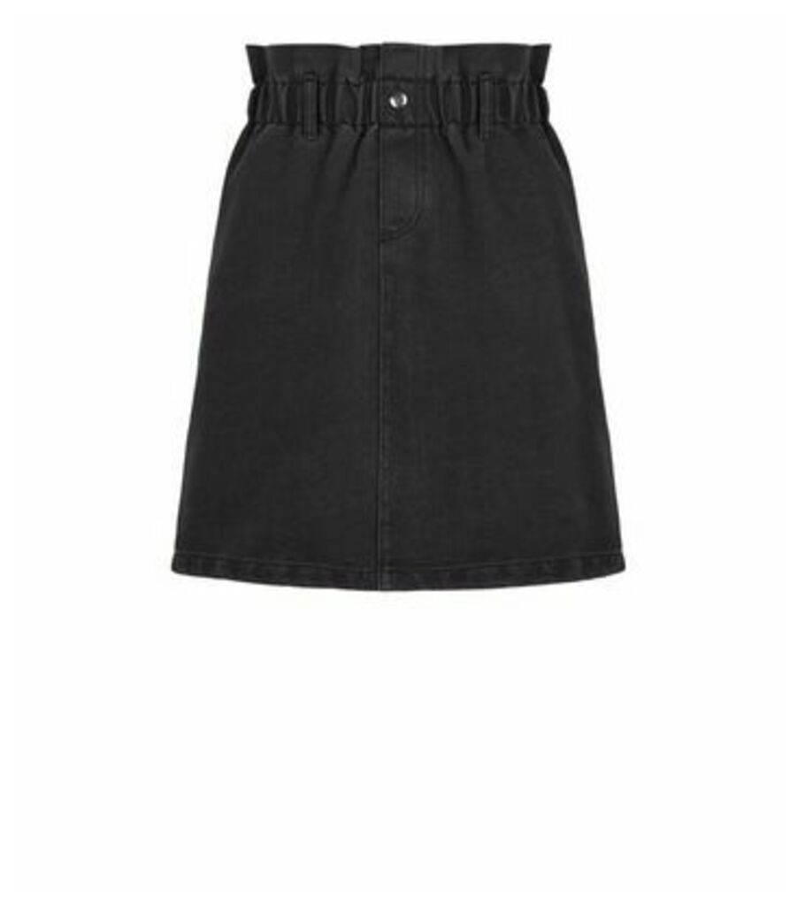 Black High Waist Denim Skirt New Look