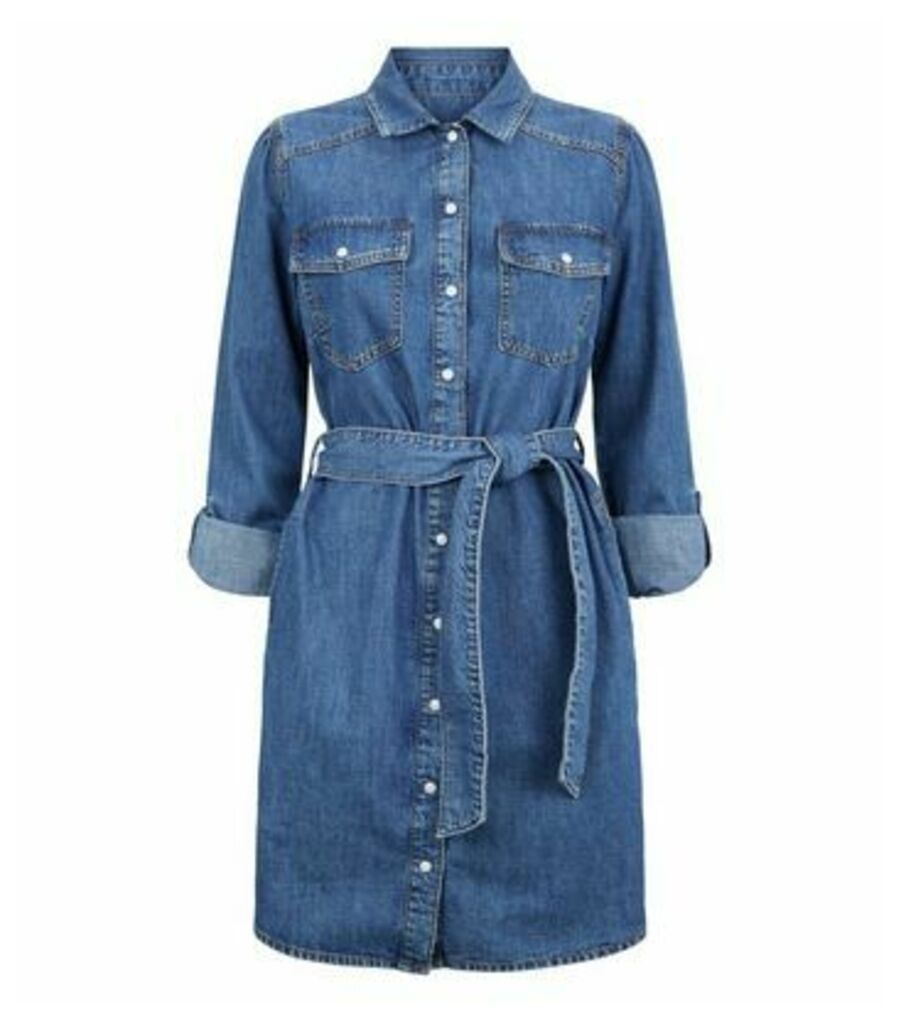 Blue Long Sleeve Denim Dress New Look