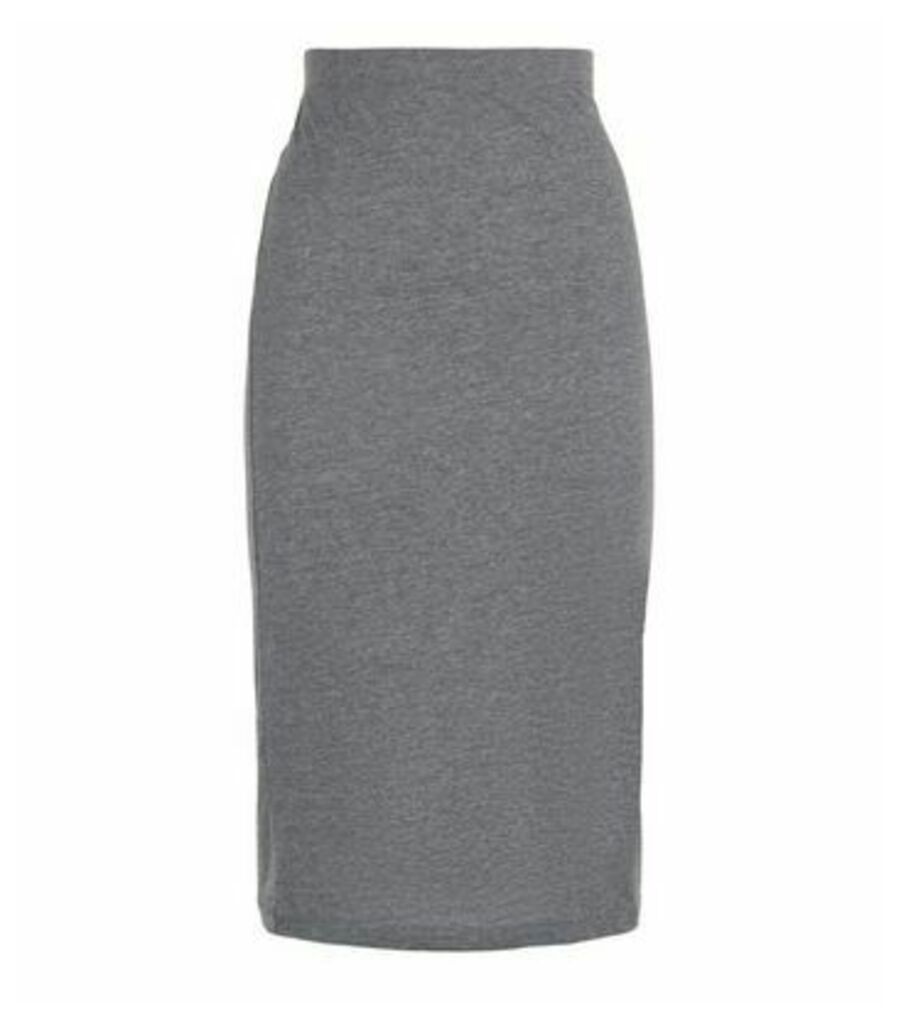 Grey Jersey Midi Skirt New Look
