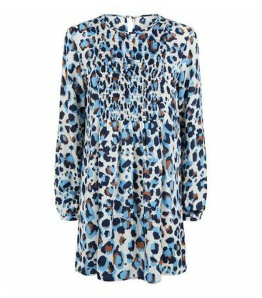 Blue Leopard Print Tunic Dress New Look