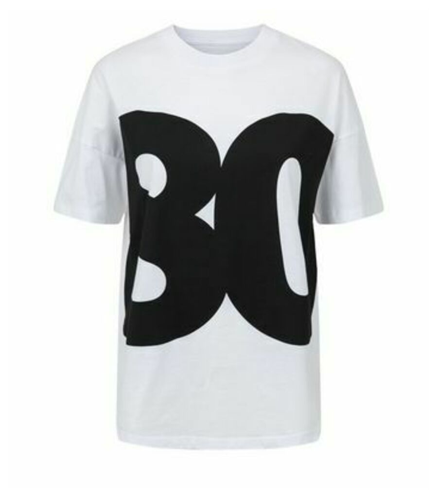 White 80s Slogan T-Shirt New Look