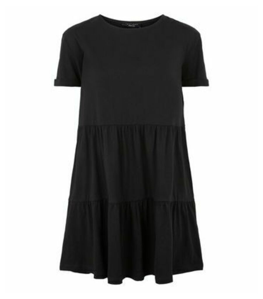 Petite Black Short Sleeve Smock Dress New Look