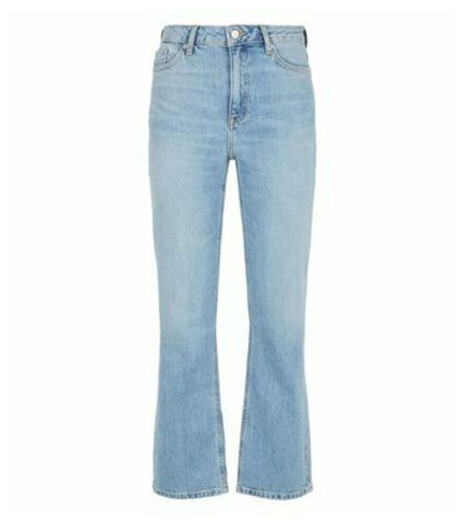 Blue High Rise Crop Kick Flare Jeans New Look