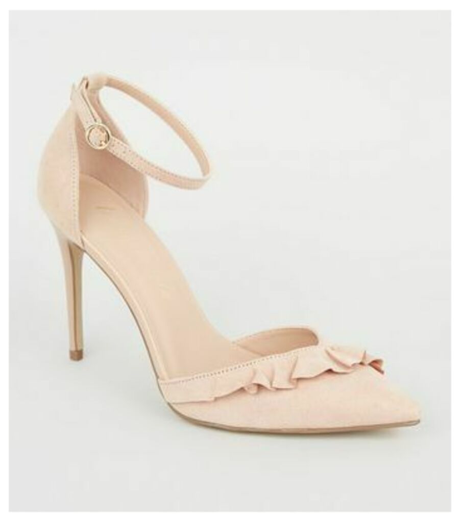 Pale Pink Suedette Frill Trim Pointed Court Shoes New Look Vegan