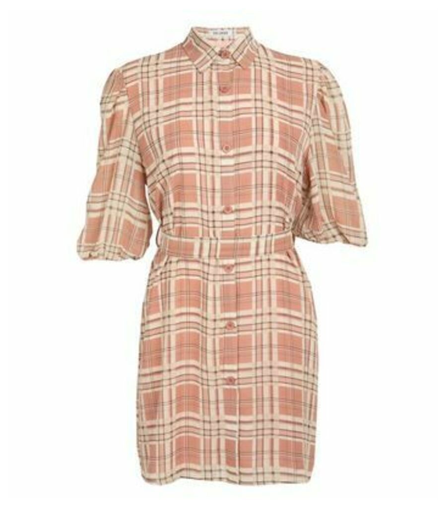 Red Check Puff Sleeve Shirt Dress New Look