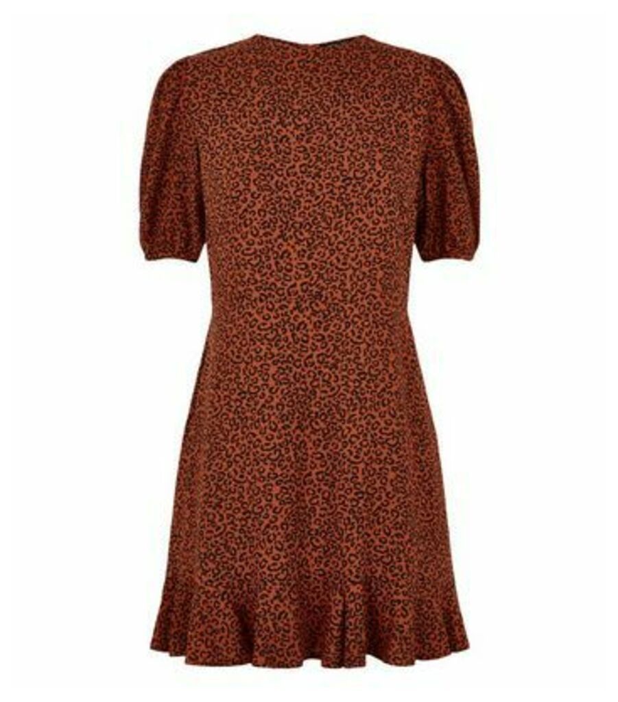Petite Brown Leopard Print Mini Dress New Look