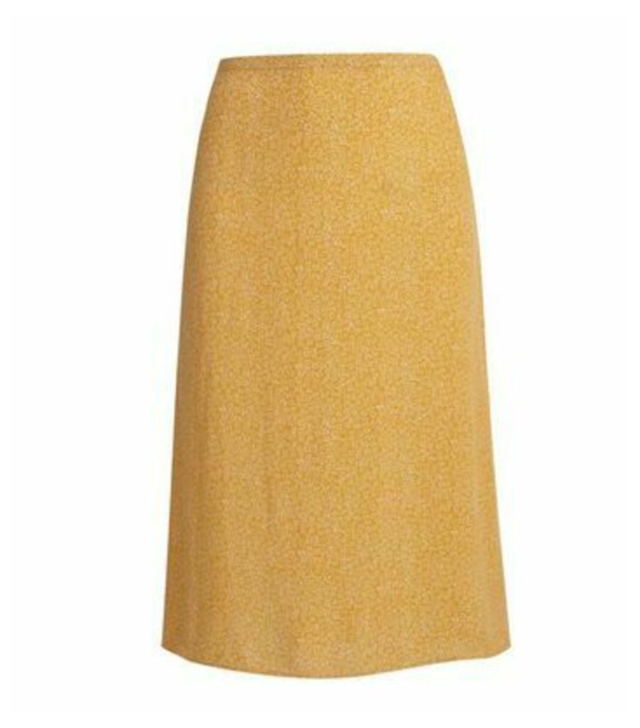 Curves Mustard Floral Midi Skirt New Look