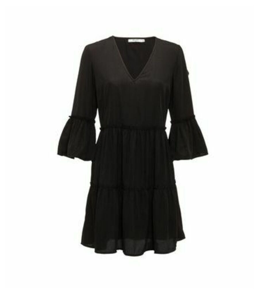 Black Ruffle Tiered Mini Dress New Look