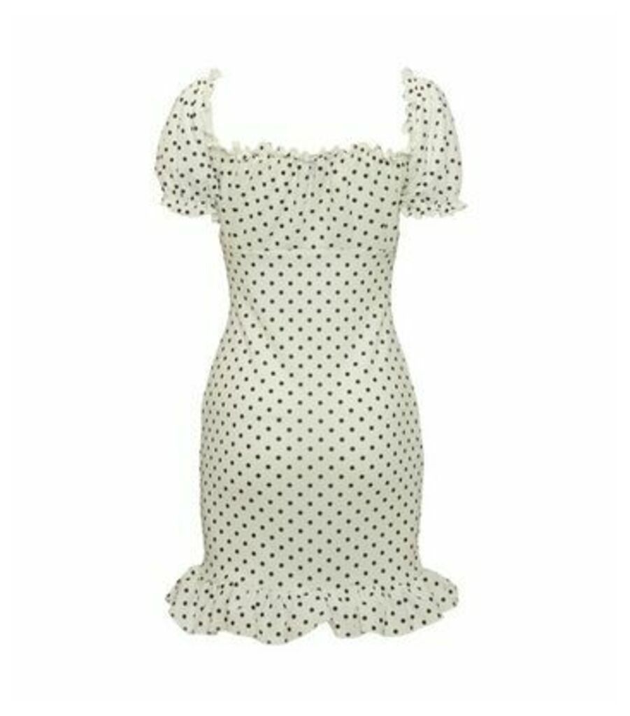 White Polka Dot Mini Dress New Look