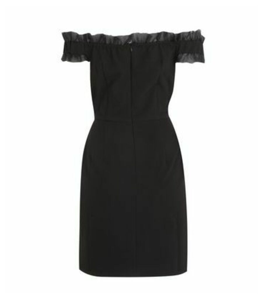 Black Frill Bardot Mini Dress New Look