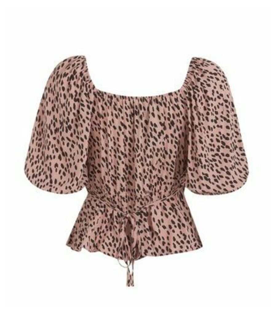 Petite Pink Abstract Spot Puff Sleeve Blouse New Look