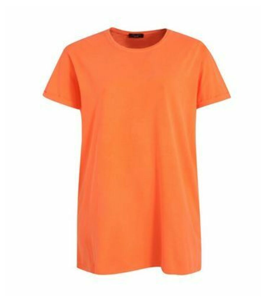 Curves Orange Short Sleeve Long T-Shirt New Look