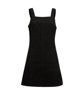 Black Cord Mini Pinafore Dress New Look
