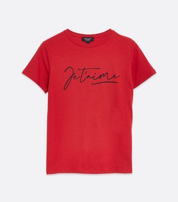 Petite Red Je T'aime Slogan T-Shirt New Look