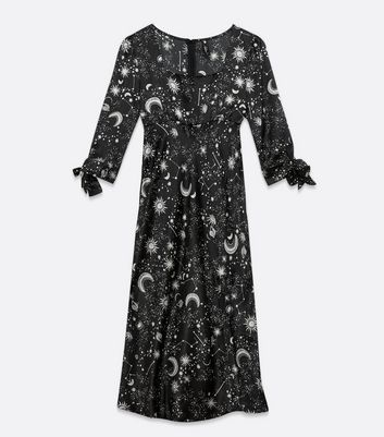 Black Mystic Satin Midi Dress New Look