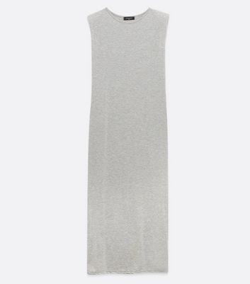 Tall Grey Padded Shoulder Sleeveless Midi Dress New Look