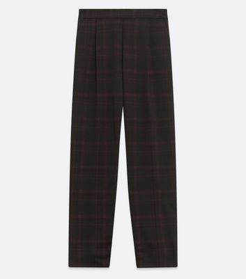 Black Check Pull On Trousers New Look