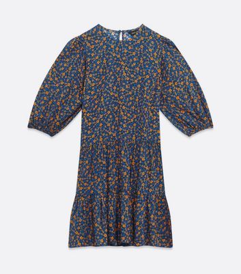 Blue Ditsy Floral Smock Dress New Look