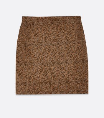 Brown Leopard Print Ruched Mini Skirt New Look