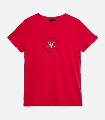 Red NYC Circle Logo T-Shirt New Look