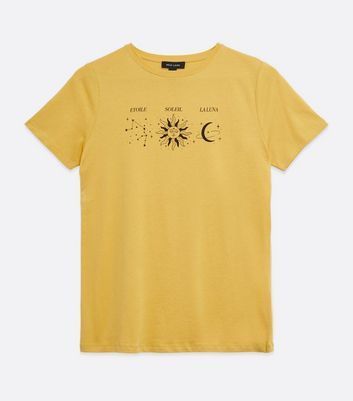 Mustard Short Sleeve Mystic Slogan T-Shirt New Look
