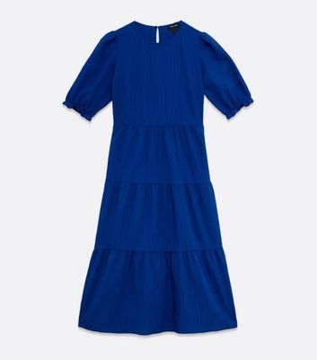 Bright Blue Puff Sleeve Smock Dress New Look